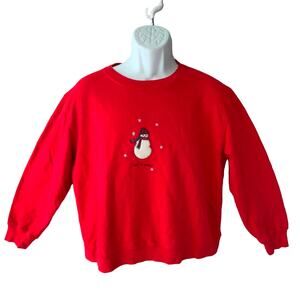 Hot Cotton Sweet Little Snowman LET IT SNOW Ugly Christmas Sweatshirt Size Med